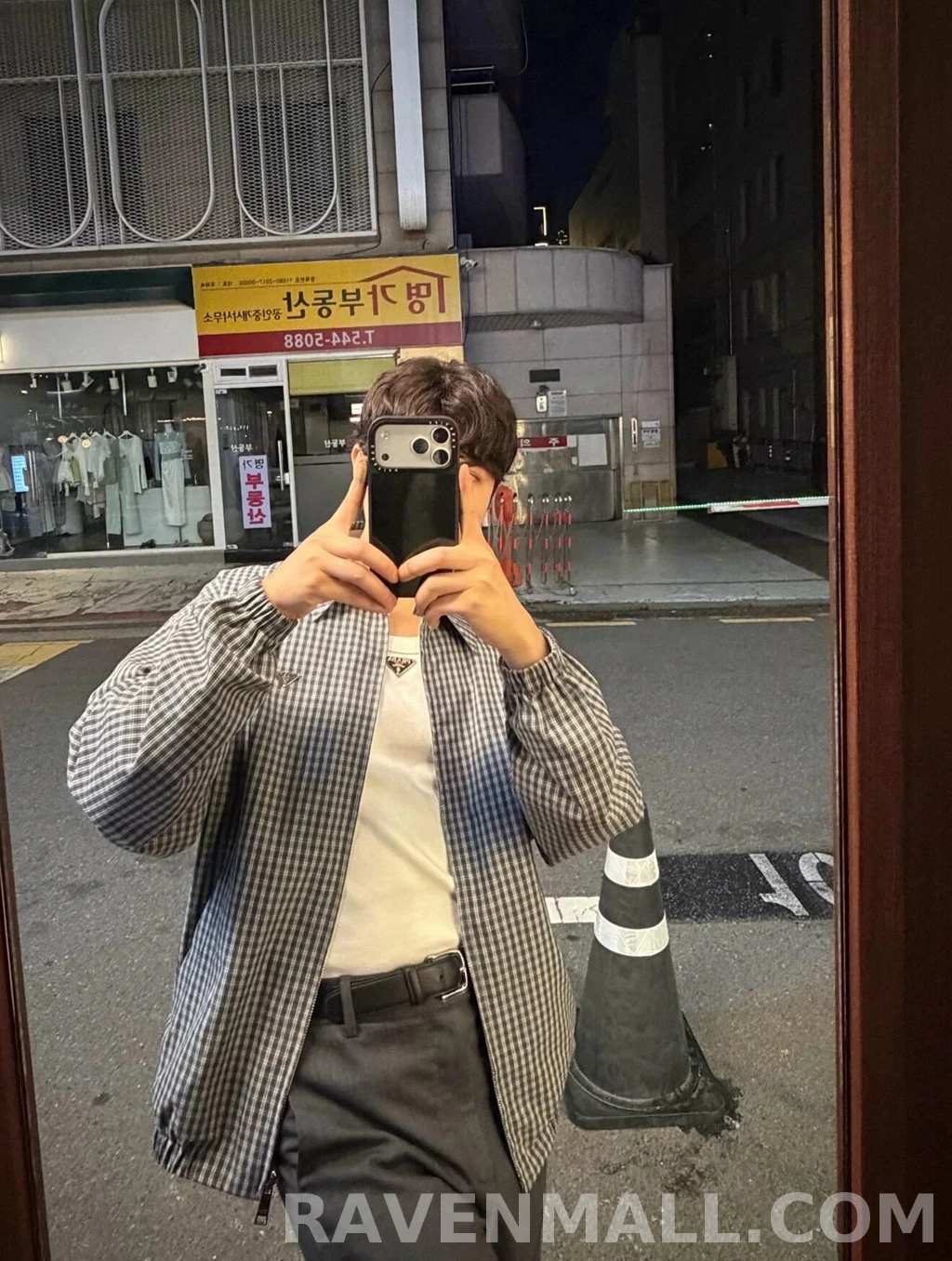 프라다 프라다 리버서블 체크 해링턴 상세 이미지