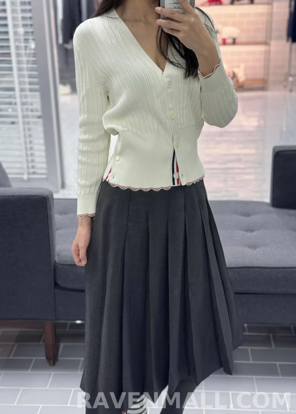 톰브라운 톰브라운 플리츠 롱스커트 상세 이미지