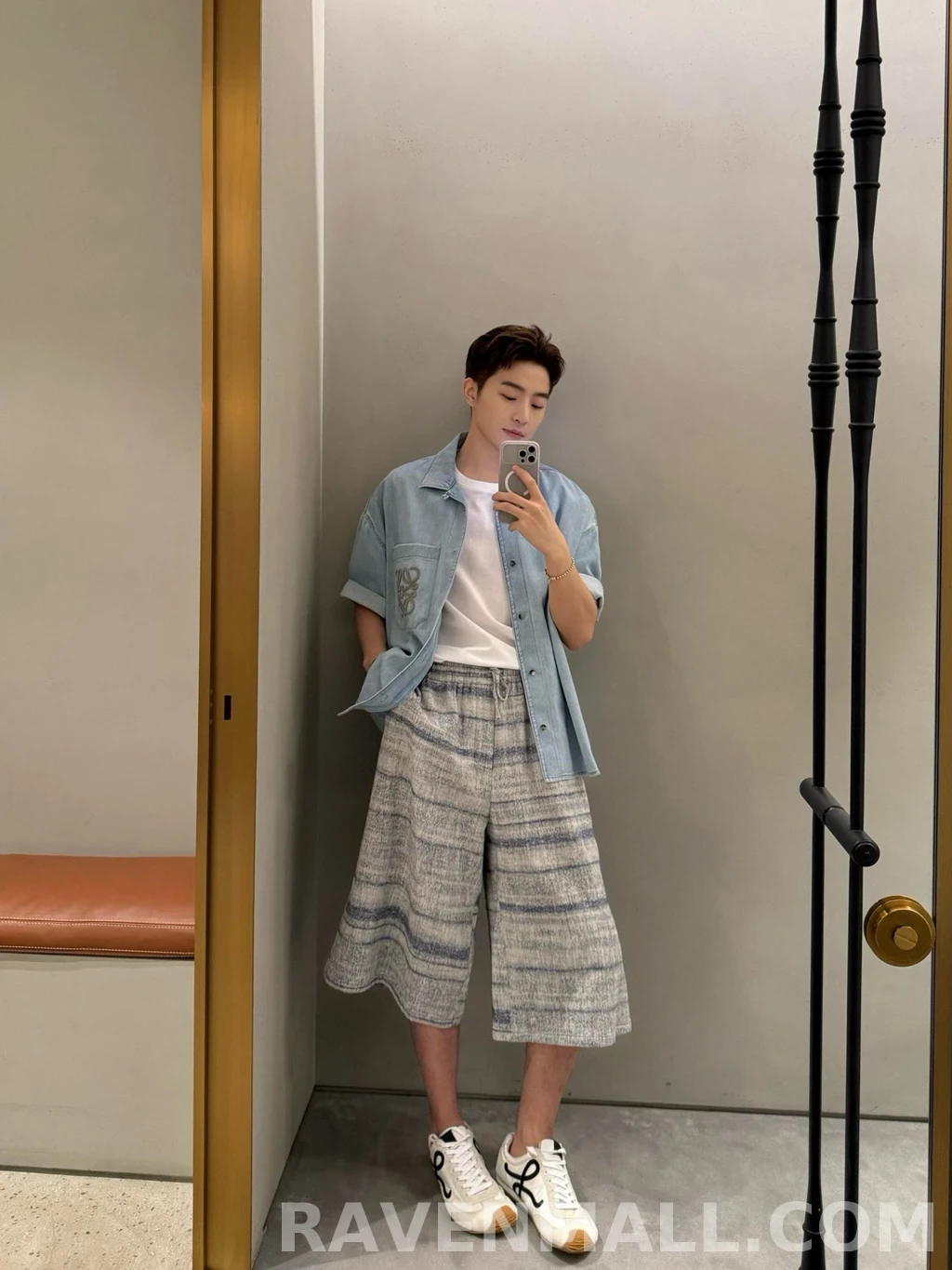 로에베 로에베 반팔 애나그램 데님셔츠 상세 이미지