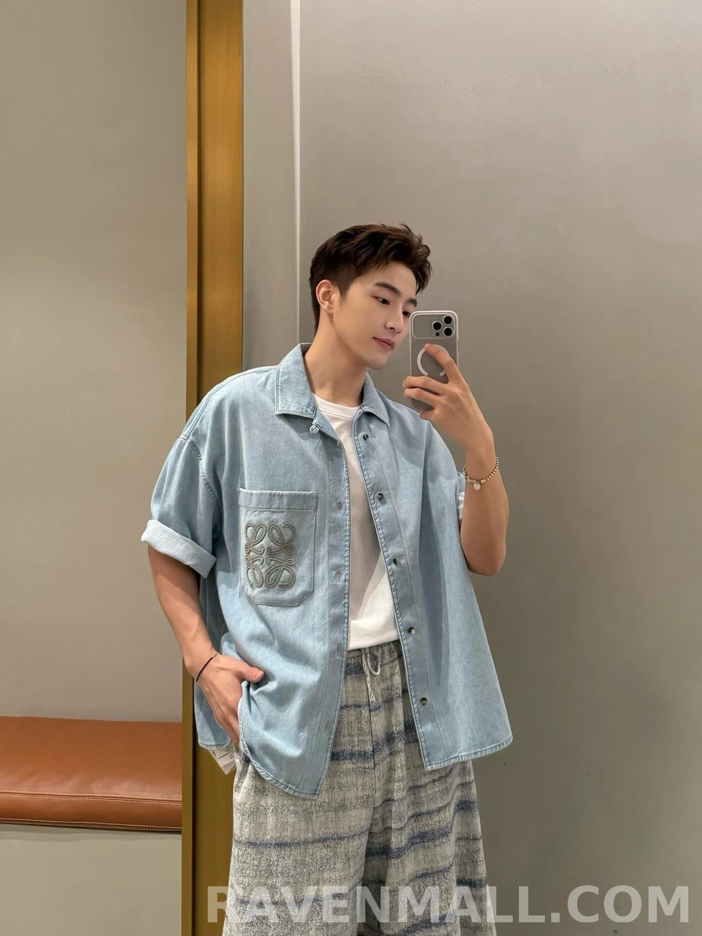 로에베 로에베 반팔 애나그램 데님셔츠 상세 이미지