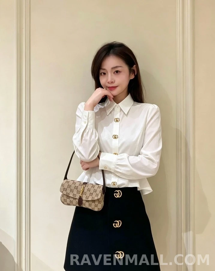 구찌 구찌 금장 페플럼 셔츠 상세 이미지