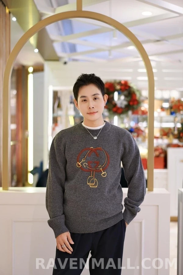 구찌 구찌 말의 해 한정 레드 홀스빗 더블G 자수 울 니트 상세 이미지