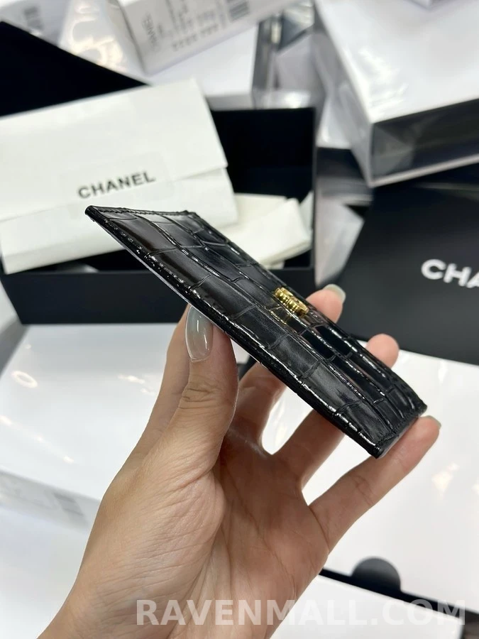 샤넬 샤넬 26S 크로커 로고 카드홀더 금장 카프 상세 이미지