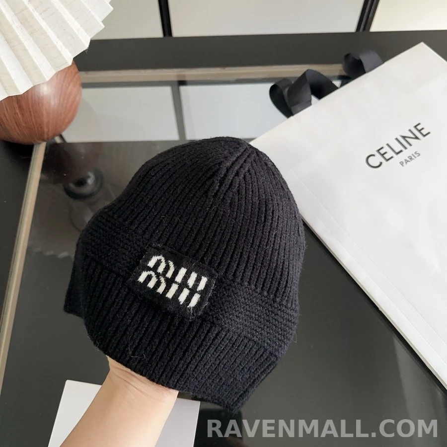 미우미우 미우미우 레터링 로고 비니 상세 이미지