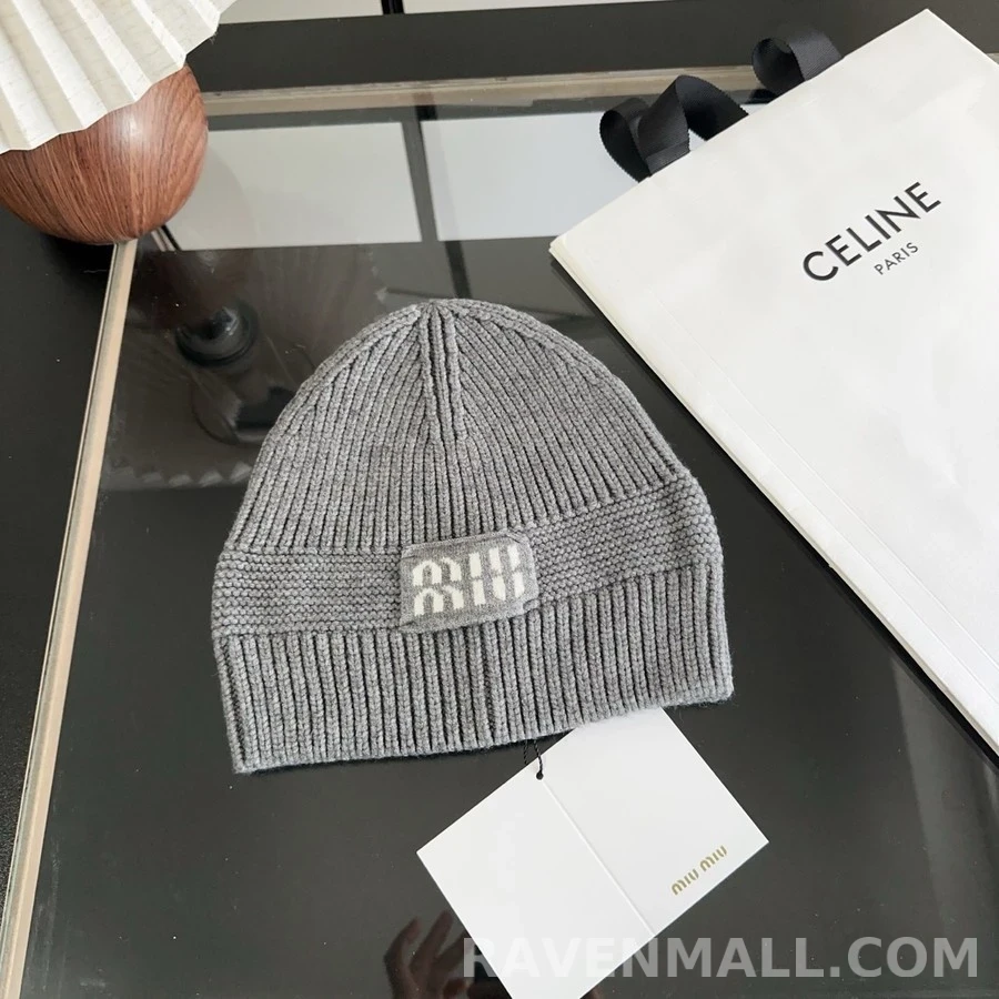 미우미우 미우미우 로고 립 니트 비니 상세 이미지