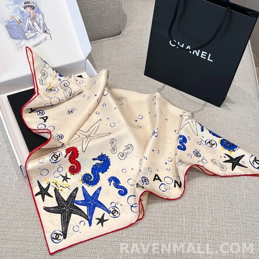 샤넬 샤넬 해양 모티프 실크 스카프 상세 이미지