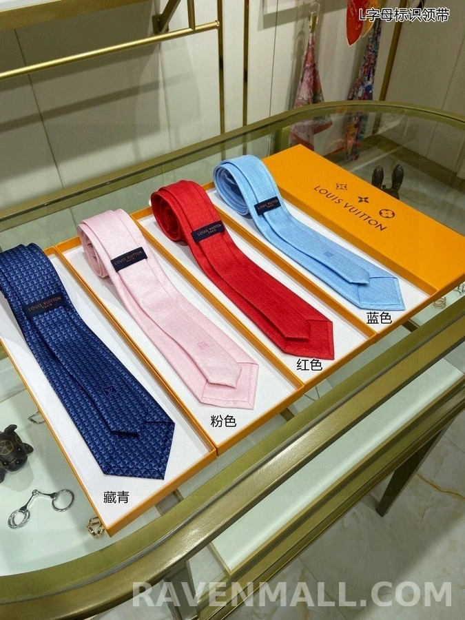 루이비통 루이비통 V 패턴 자카드 넥타이 상세 이미지