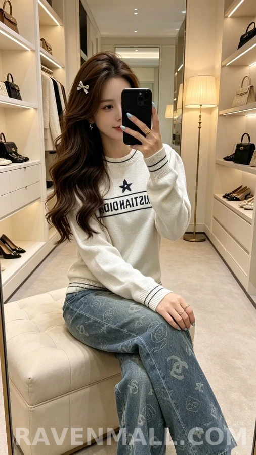 디올 디올 레터링 스타 로고 니트 상세 이미지