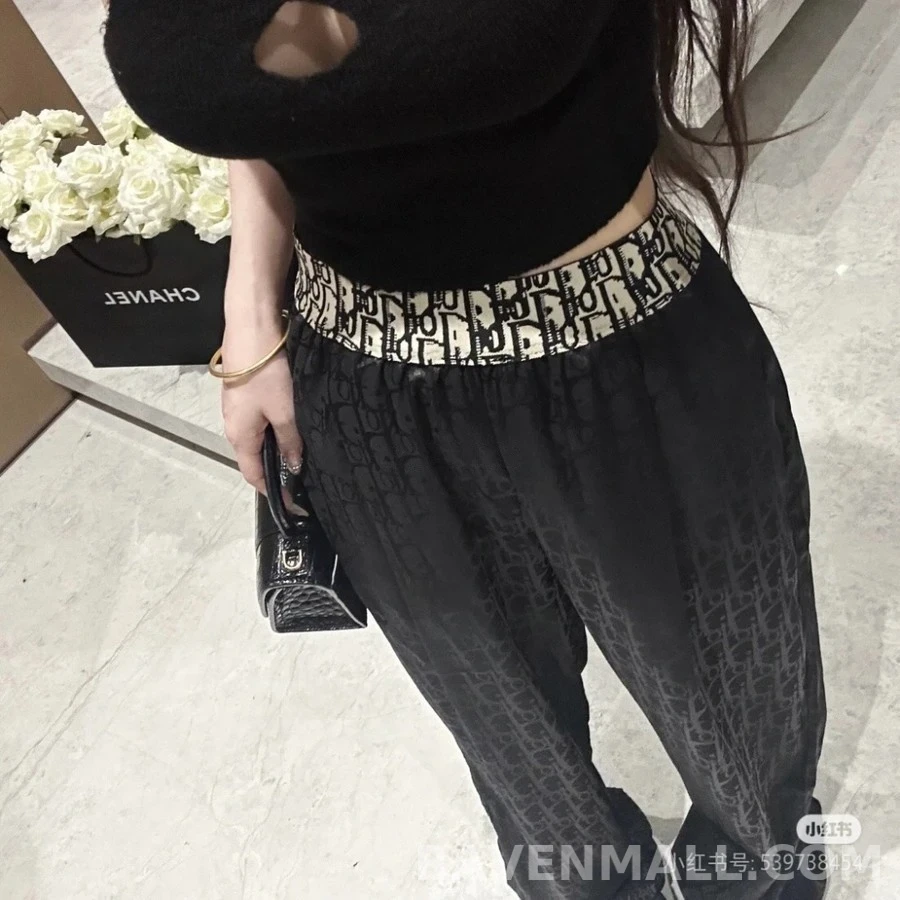 디올 디올 레터링 자카드 와이드 팬츠 상세 이미지