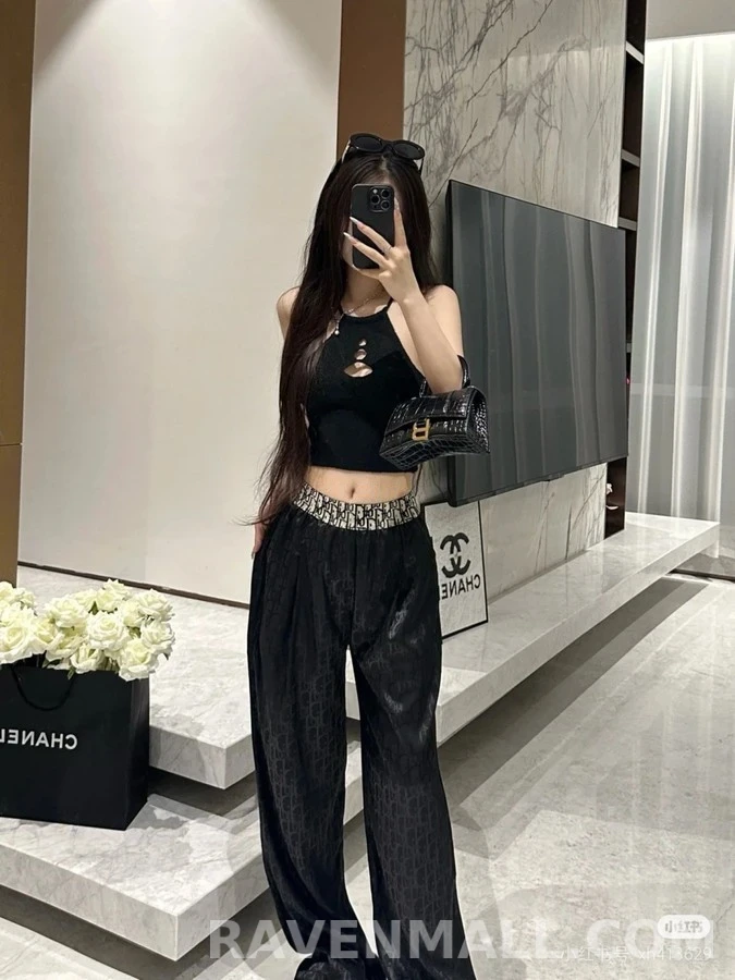 디올 디올 레터링 자카드 와이드 팬츠 상세 이미지