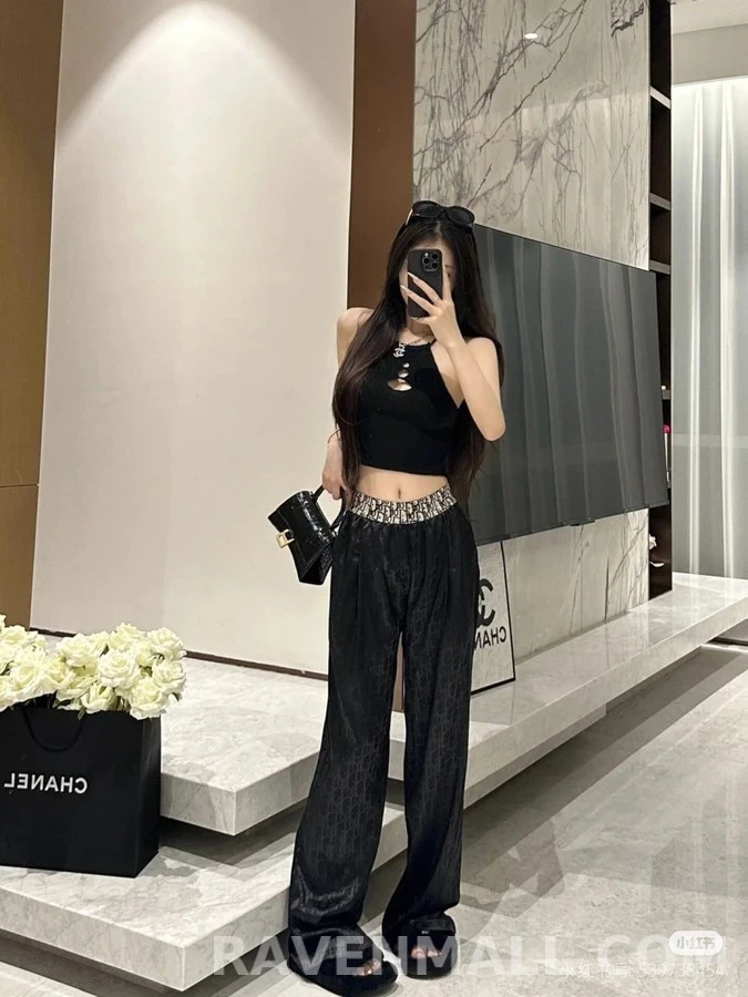 디올 디올 레터링 자카드 와이드 팬츠 상세 이미지