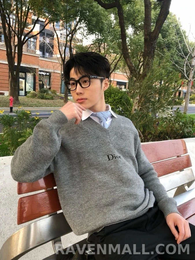 디올 디올 레터링 V넥 니트 상세 이미지
