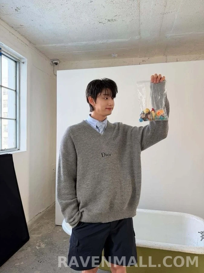 디올 디올 레터링 V넥 니트 상세 이미지