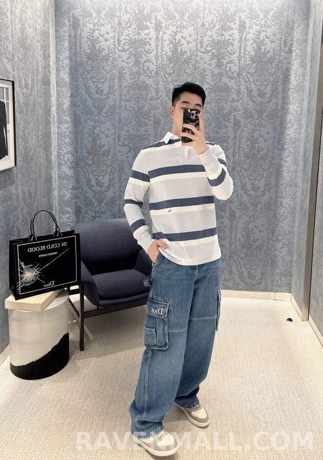 디올 디올 로고 자수 카고 데님 팬츠 상세 이미지