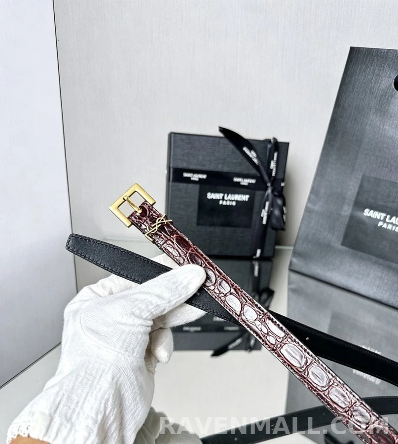 생로랑 세인트로랑 악어 엠보싱 벨트 상세 이미지