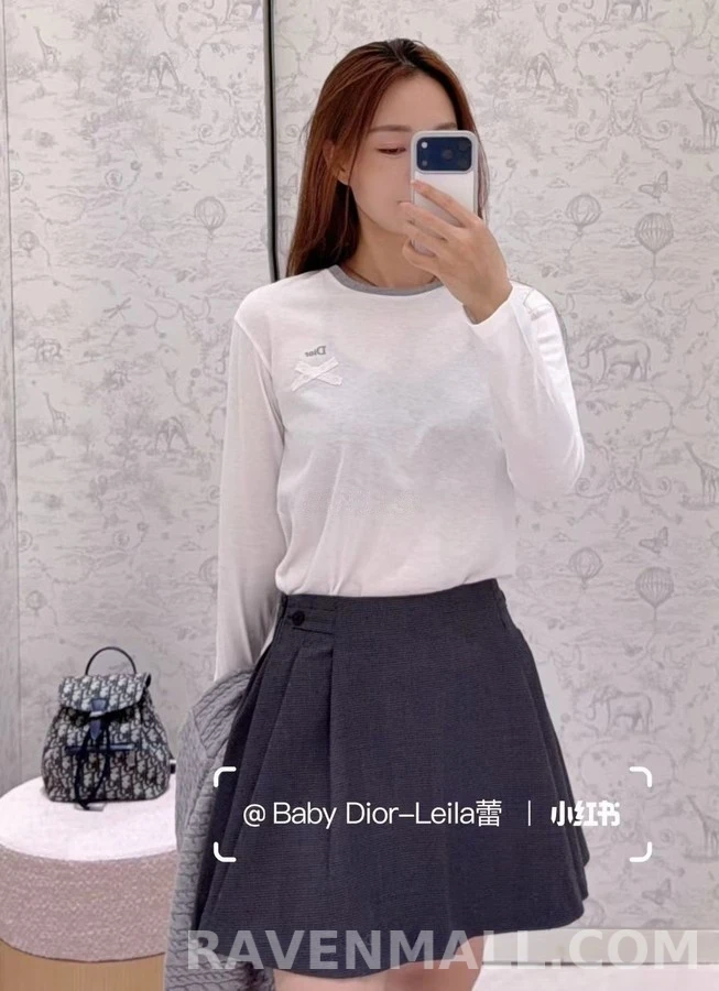 디올 디올 리본 디테일 긴팔 티셔츠 상세 이미지