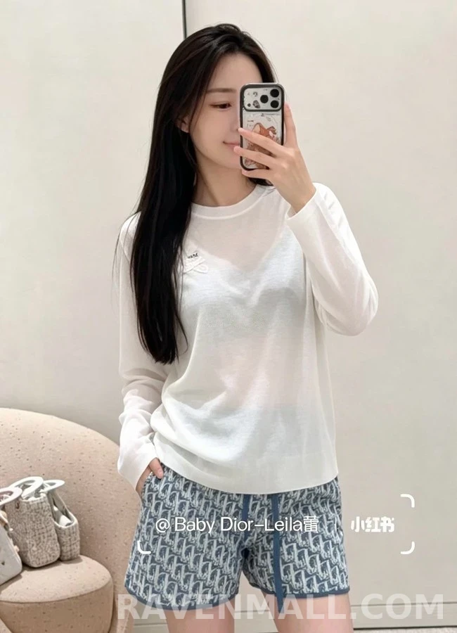 디올 디올 리본 디테일 긴팔 티셔츠 상세 이미지