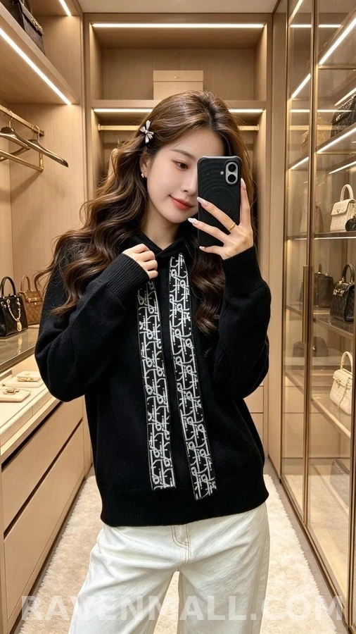 디올 디올 모노그램 자카드 드로스트링 후드 상세 이미지