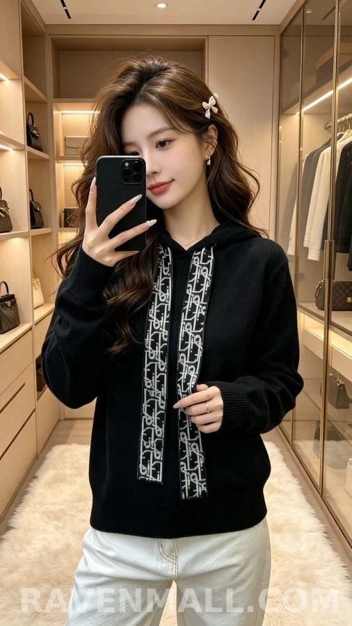 디올 디올 모노그램 자카드 드로스트링 후드 상세 이미지