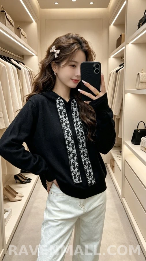 디올 디올 모노그램 자카드 드로스트링 후드 상세 이미지