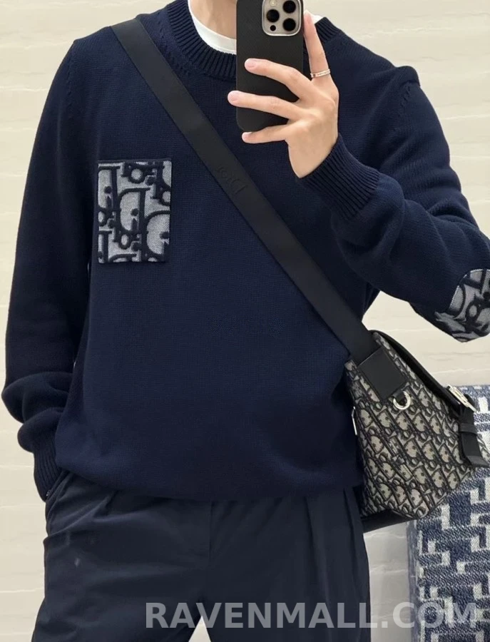디올 디올 모노그램 자카드 패치 니트 상세 이미지