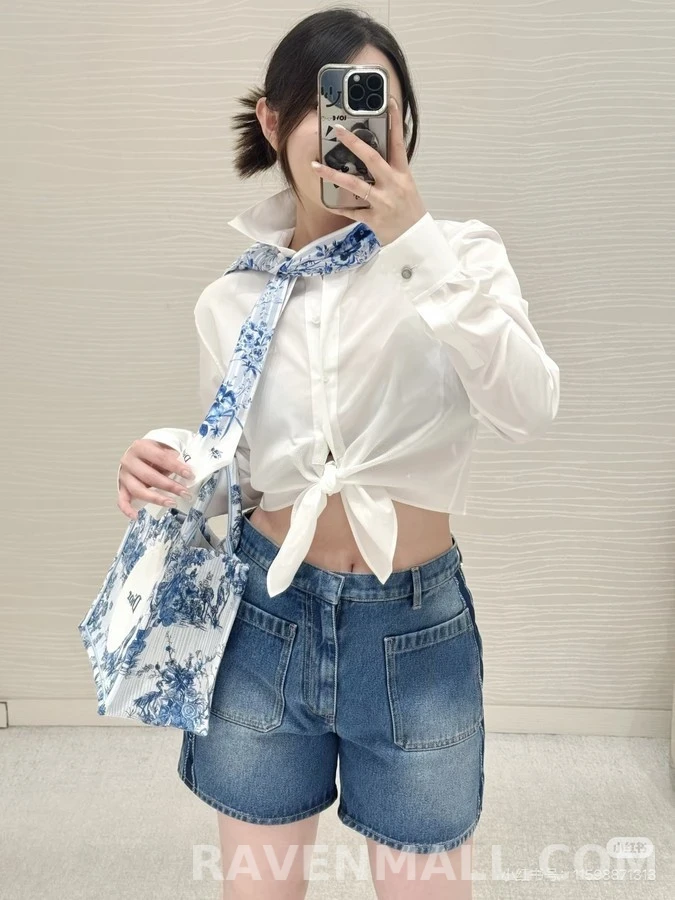 디올 디올리비에라 타이 크롭 블라우스 상세 이미지