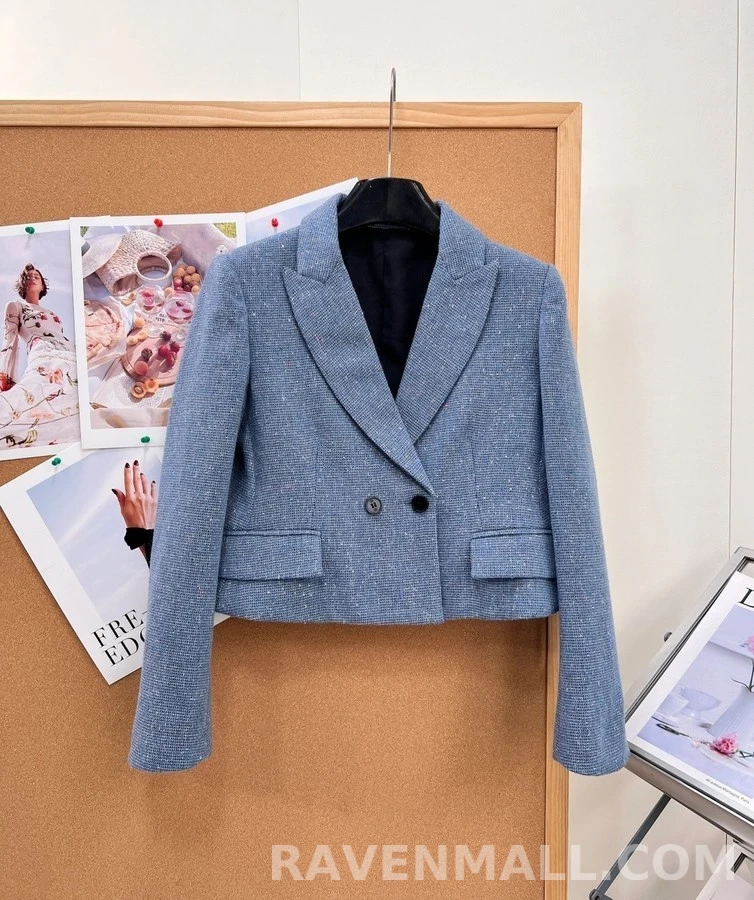 디올 디올 반짝이 숏 더블 버튼 블레이저 상세 이미지