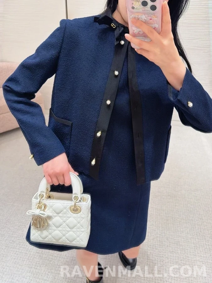 디올 디올 배색 트위드 자켓 상세 이미지