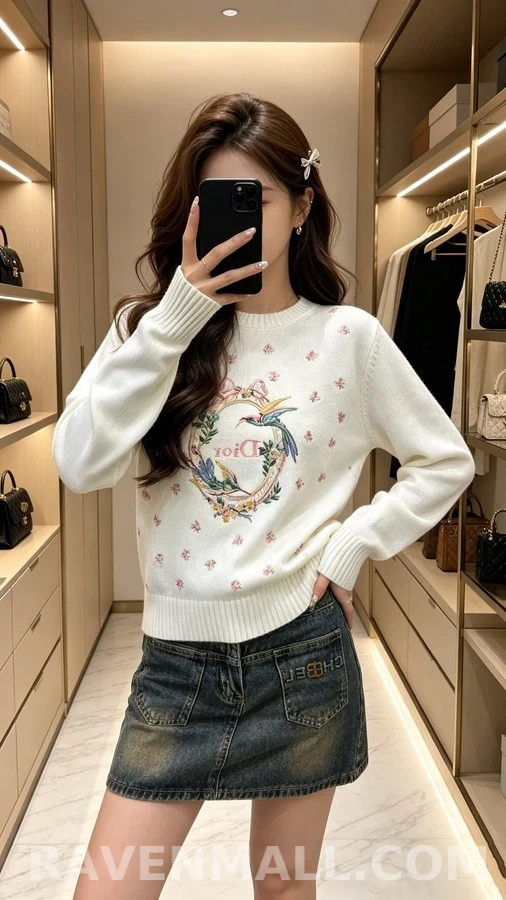 디올 디올 버드 플라워 자수 니트 상세 이미지