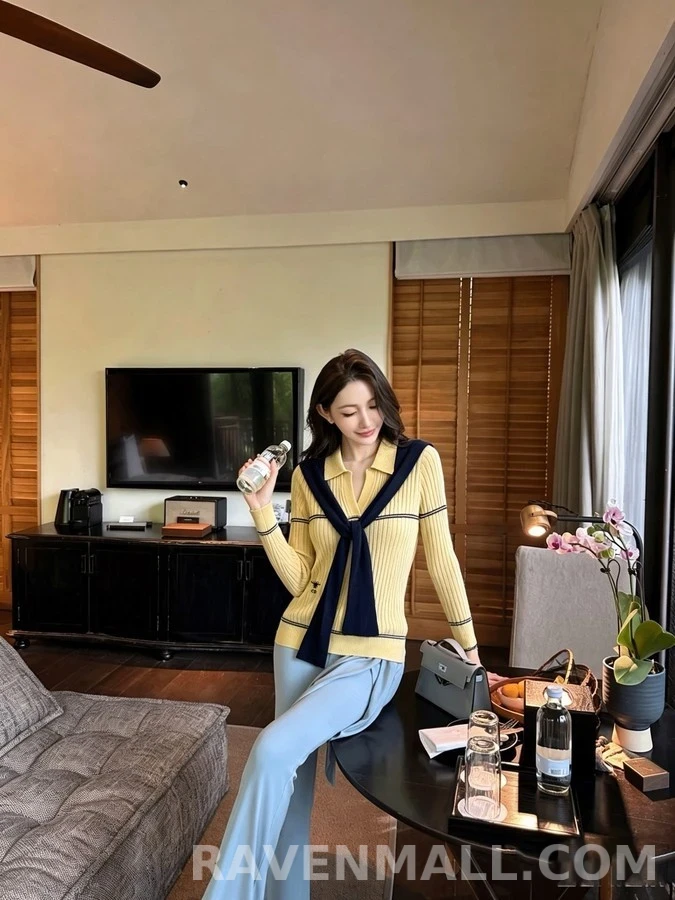 디올 디올 벌 자수 세일러 니트 탑 상세 이미지