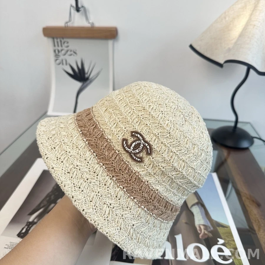 샤넬 샤넬 로고 니트 버킷햇 아이보리 상세 이미지