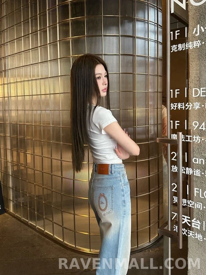 디올 디올 빈티지 워싱 자수 스트레이트 데님 팬츠 상세 이미지