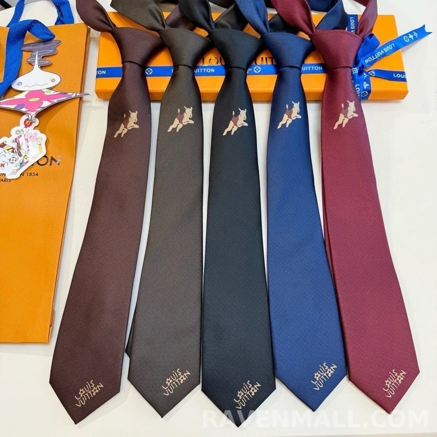 루이비통 루이비통 점핑 독 자수 넥타이 상세 이미지
