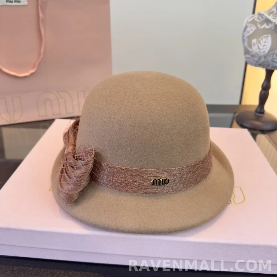 미우미우 미우미우 캐시미어 보우 클로슈 햇 상세 이미지
