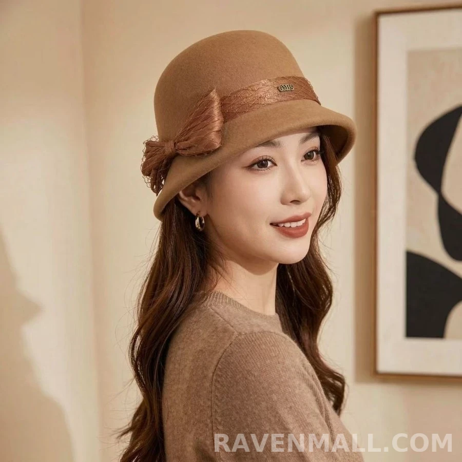 미우미우 미우미우 캐시미어 보우 클로슈 햇 상세 이미지