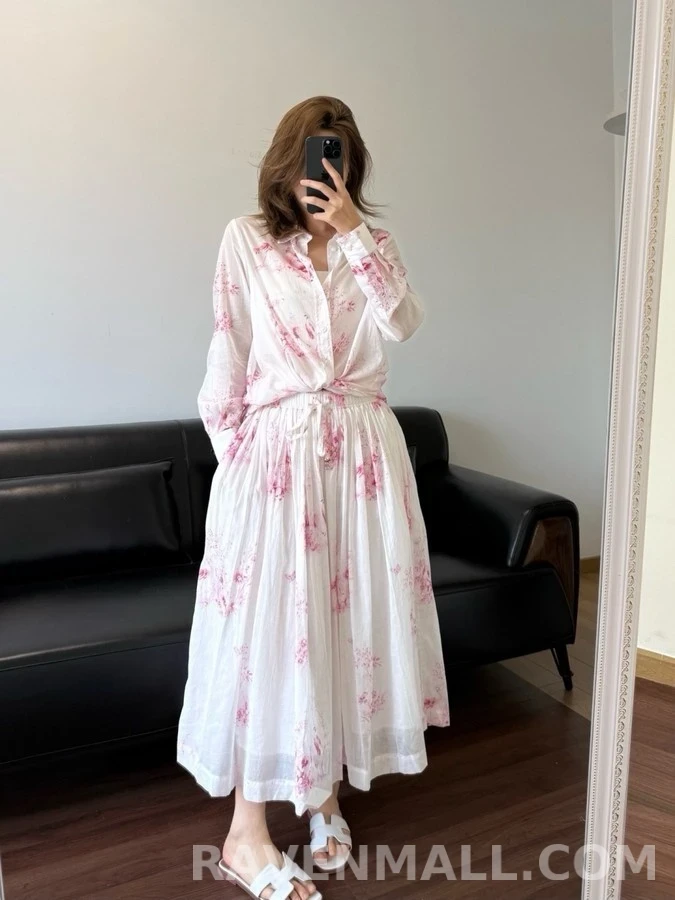 디올 디올 수묵화 플라워 버드 긴팔 티셔츠 상세 이미지