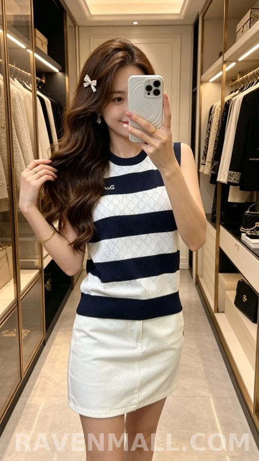 디올 디올 스트라이프 다이아몬드 패턴 니트 베스트 상세 이미지