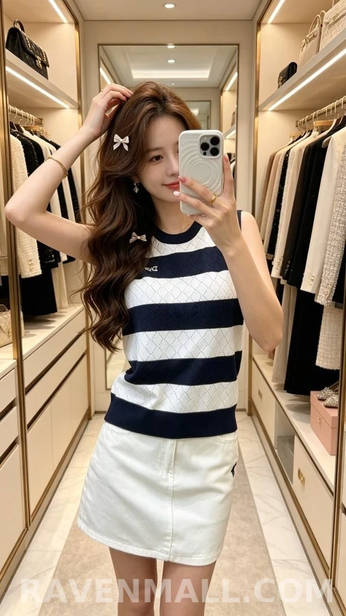 디올 디올 스트라이프 다이아몬드 패턴 니트 베스트 상세 이미지