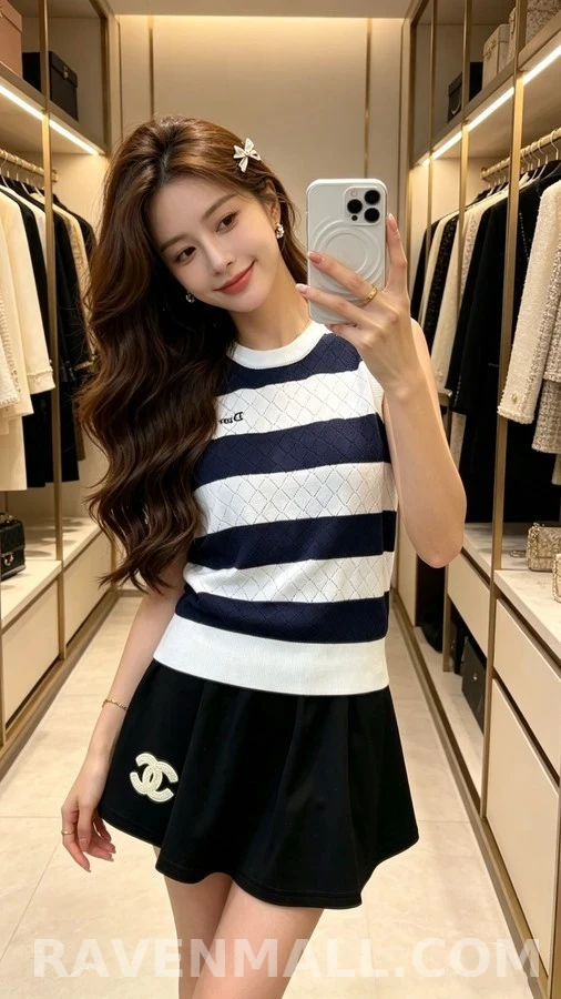 디올 디올 스트라이프 다이아몬드 패턴 니트 베스트 상세 이미지