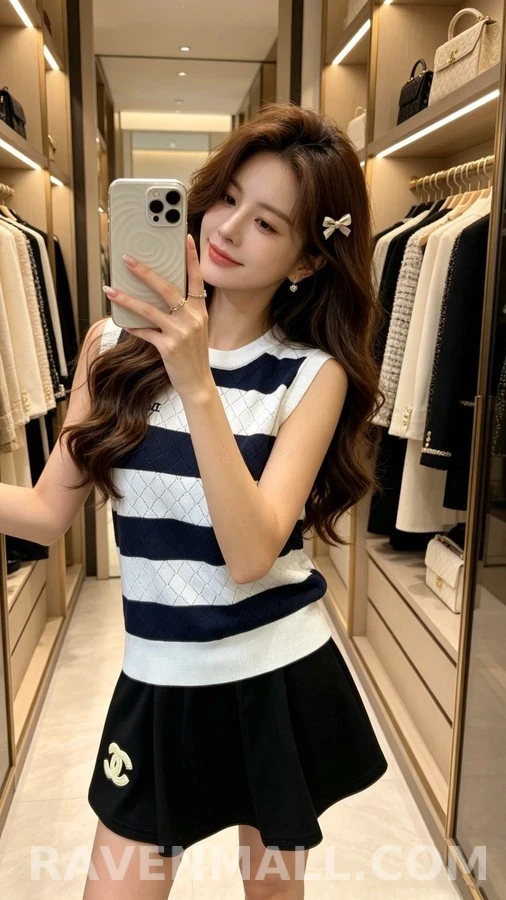 디올 디올 스트라이프 다이아몬드 패턴 니트 베스트 상세 이미지