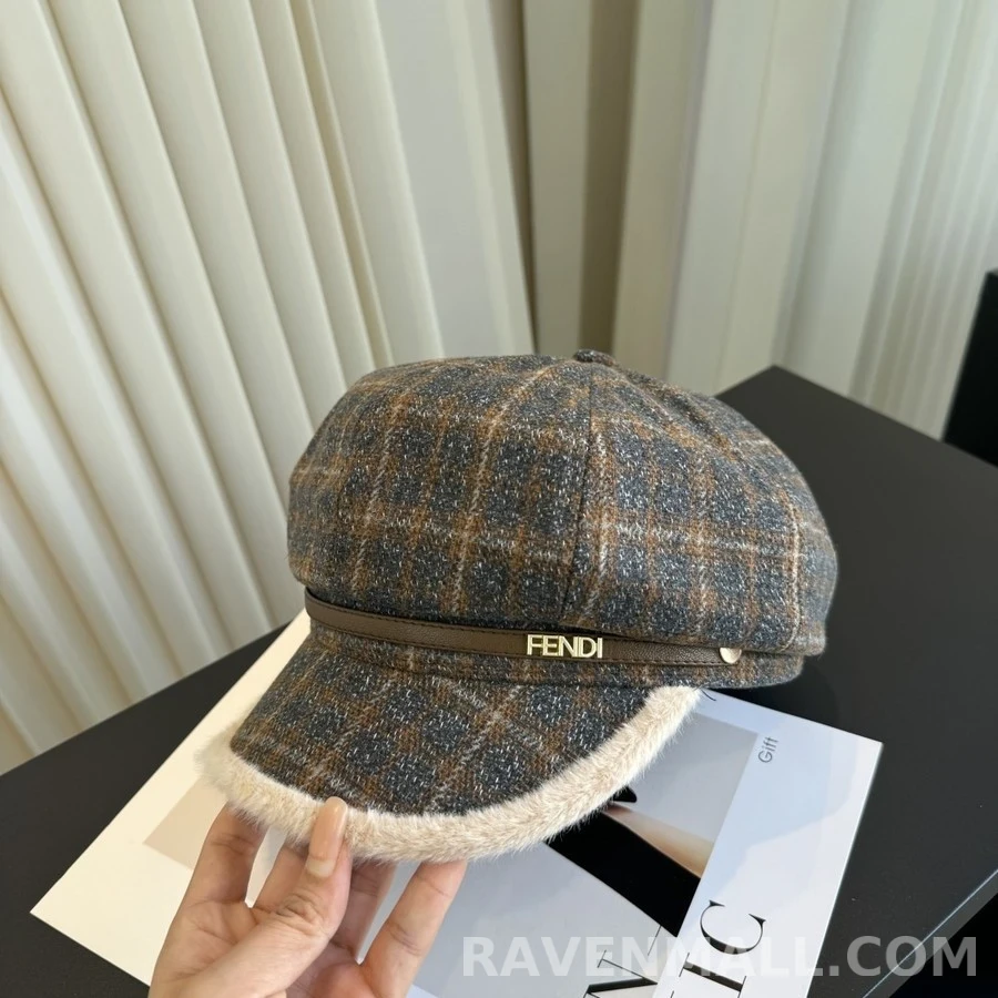 펜디 펜디 체크 퍼 로고 캡모자 상세 이미지