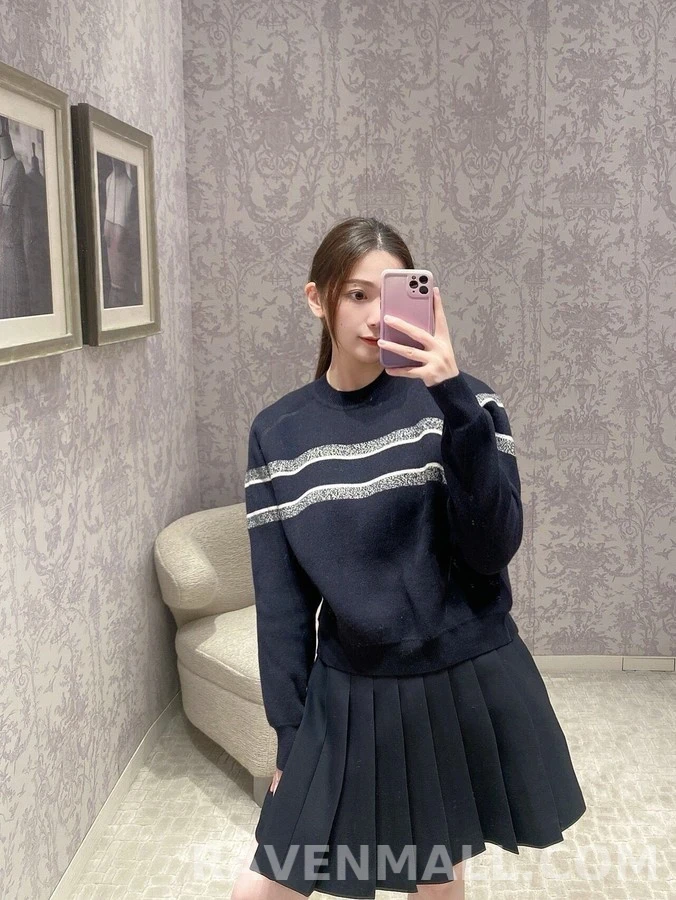 디올 디올 스트라이프 로고 니트 스웨터 상세 이미지
