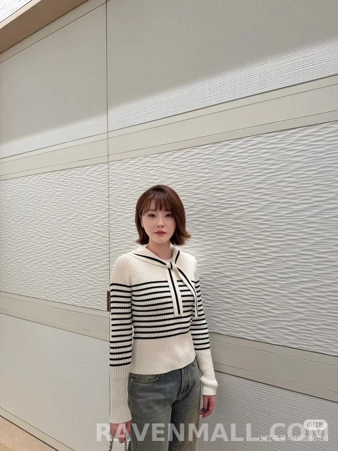 디올 디올 스트라이프 세일러 칼라 니트 상세 이미지