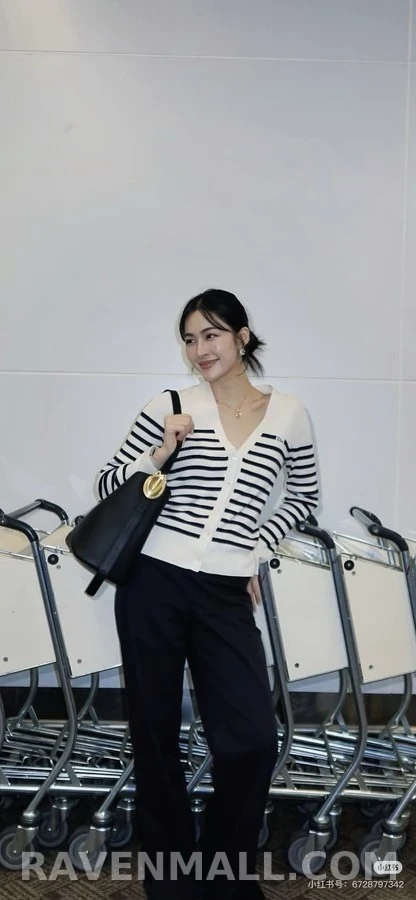 디올 디올 스트라이프 V넥 니트 가디건 상세 이미지