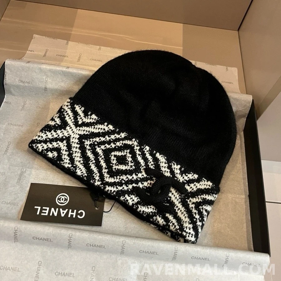 샤넬 샤넬 로고 지오메트릭 니트 비니 상세 이미지