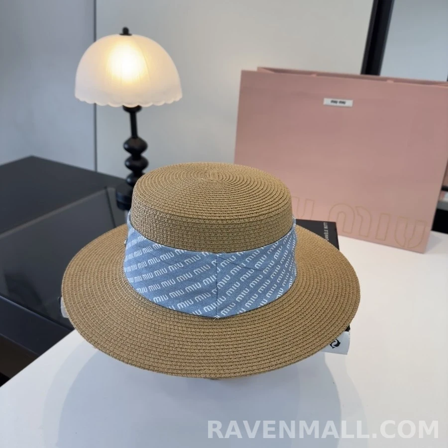 미우미우 미우미우 레터링 스트로 햇 상세 이미지