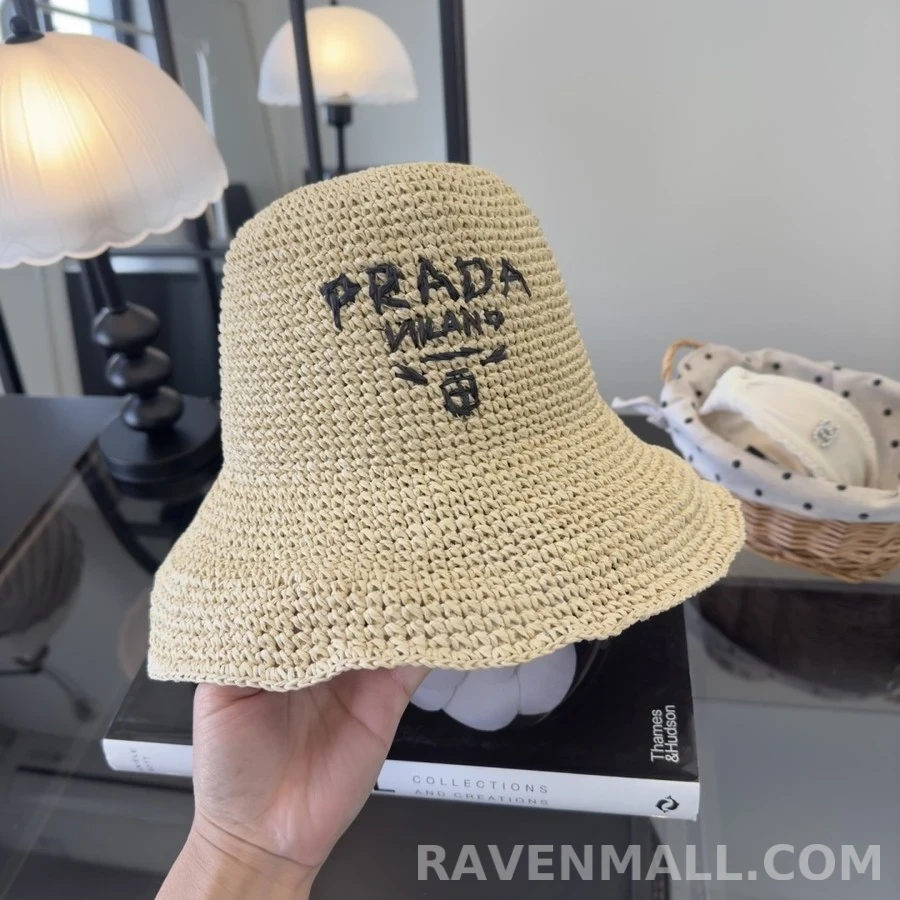 프라다 프라다 로고 크로셰 버킷햇 상세 이미지