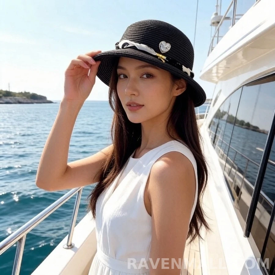 샤넬 샤넬 하트 브로치 스트로 햇 상세 이미지