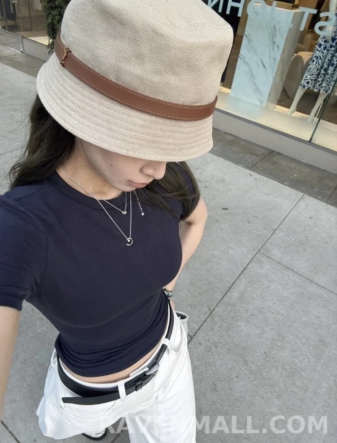 생로랑 세인트로랑 로고 가죽 스트랩 버킷햇 상세 이미지