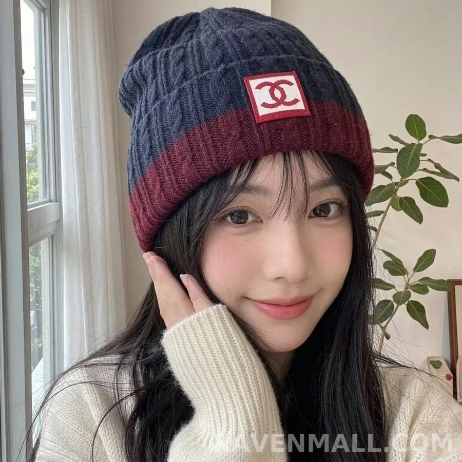 샤넬 샤넬 배색 니트 비니 상세 이미지